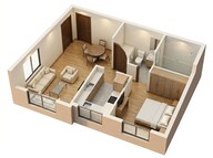 Floor plan of 1 BHK 403 Sq. Ft. Apartment in Shapoorji Pallonji Siennaa, Mumbai