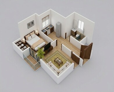 Floor plan of 1 BHK 418 Sq. Ft. Apartment in Runwal Timeless, Mumbai