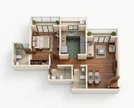 Floor plan of 1 BHK 422 Sq. Ft. Apartment in Runwal Timeless, Mumbai
