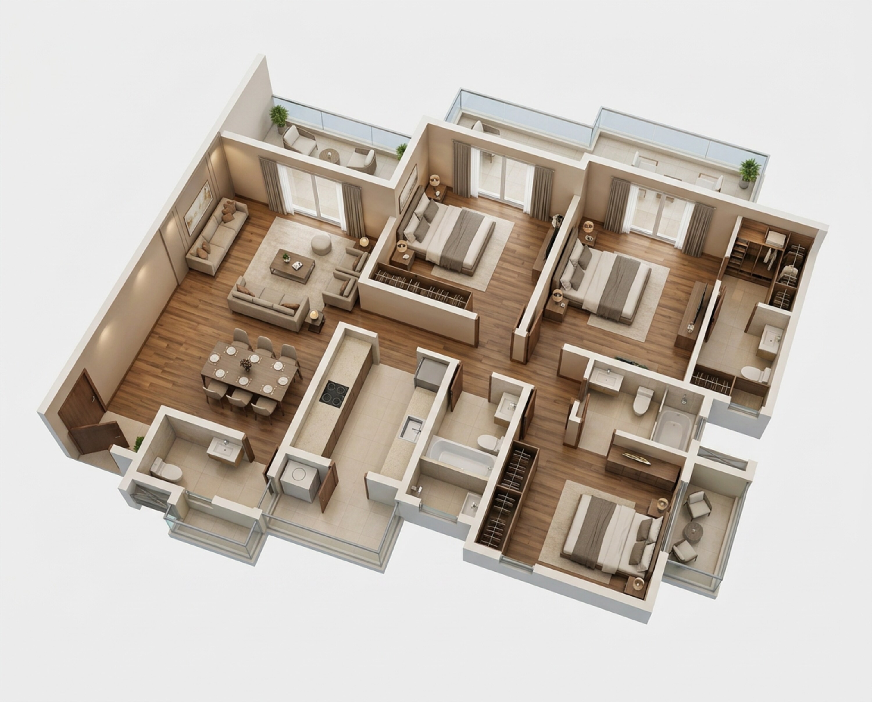 Floor plan of 3 BHK 1497 Sq. Ft. Apartment in Godrej Habitat, Gurgaon