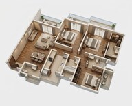 Floor plan of 3 BHK 1497 Sq. Ft. Apartment in Godrej Habitat, Gurgaon