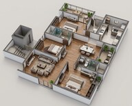 Floor plan of 3 BHK 1720 Sq. Ft. Apartment in Shriram Park 63, Chennai
