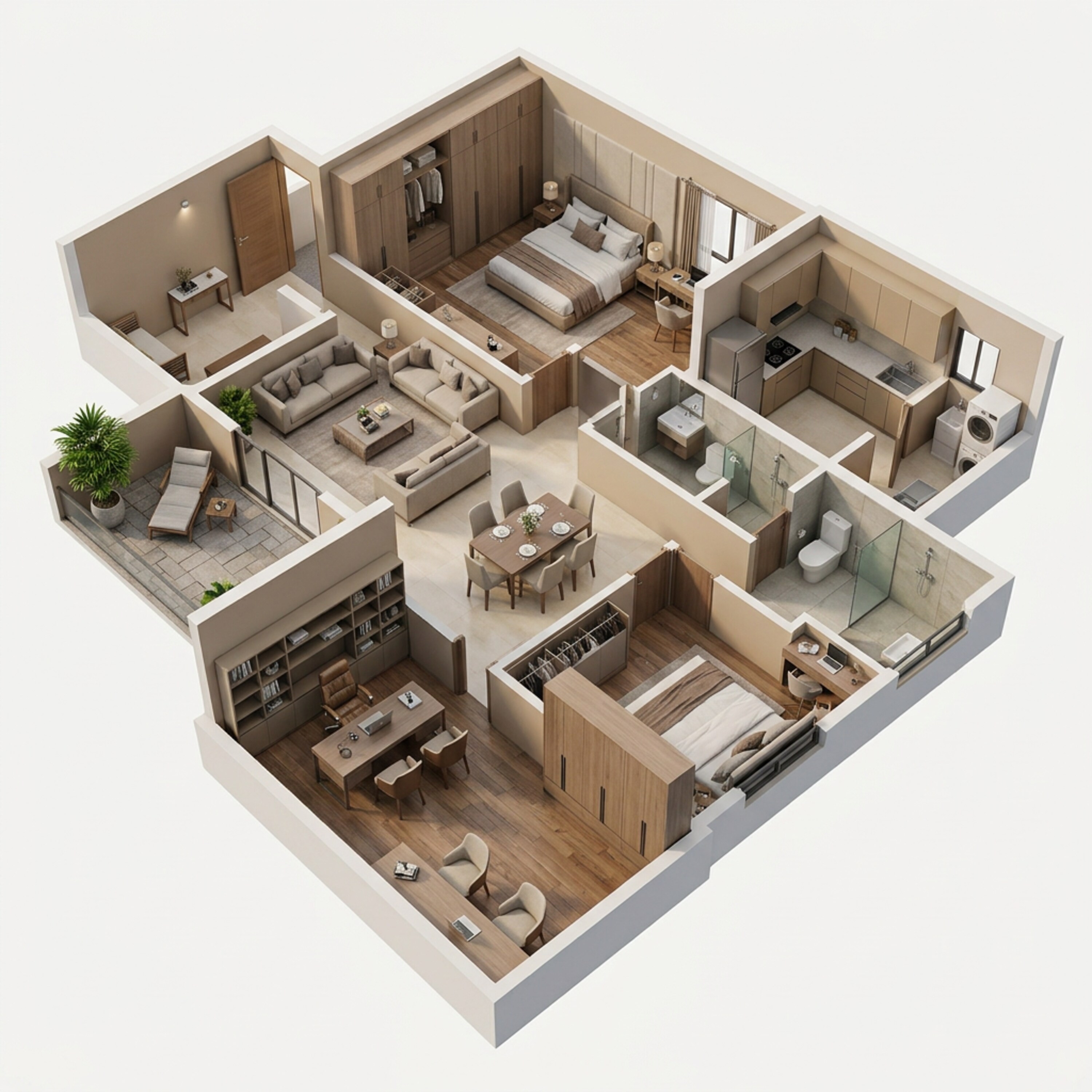 Floor plan of 3 BHK 1535 Sq. Ft. Apartment in Shriram Park 63, Chennai