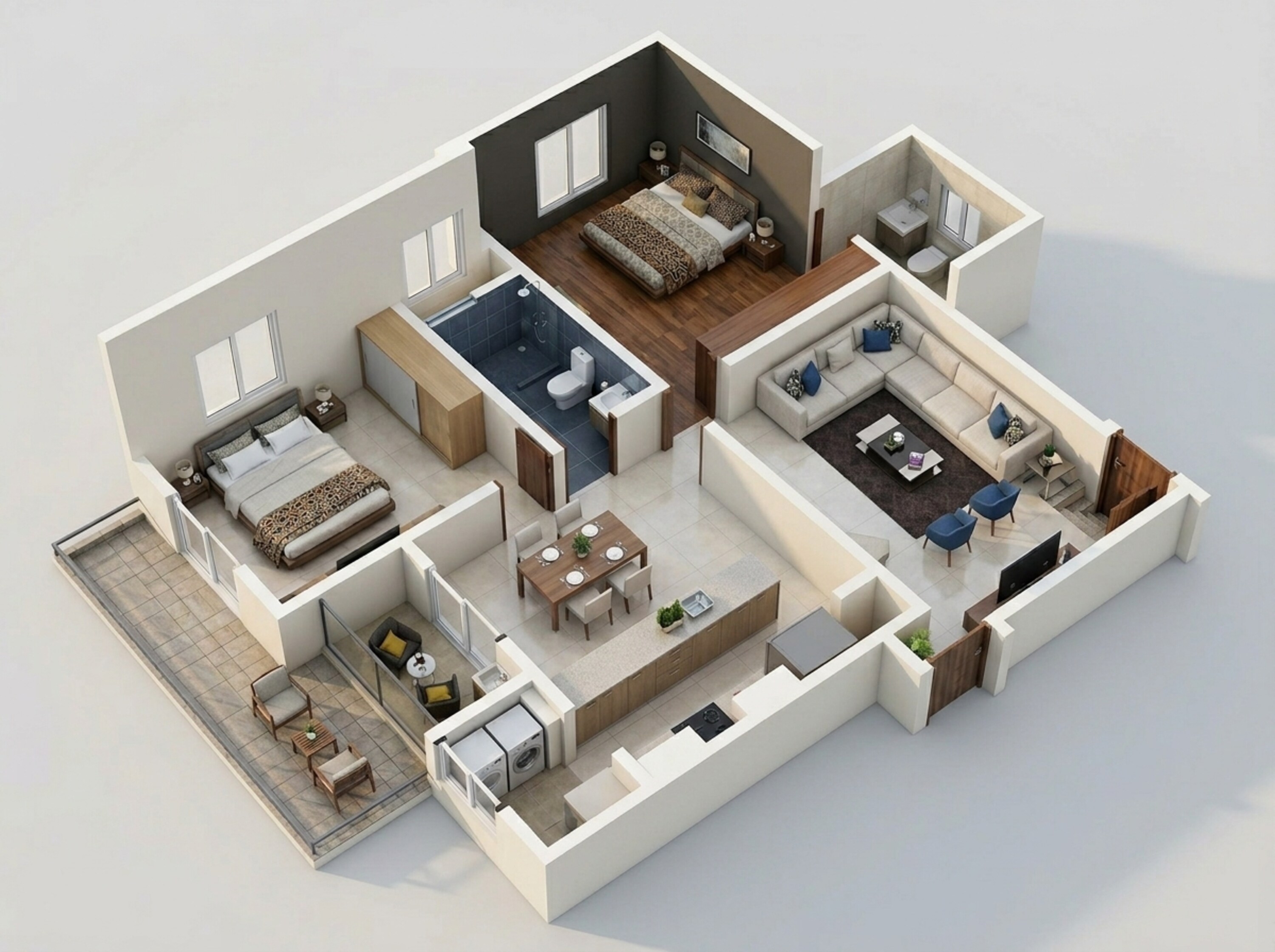 Floor plan of 2 BHK 1062 Sq. Ft. Apartment in Puravankara Purva Zenium, Bangalore