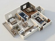 Floor plan of 2 BHK 1062 Sq. Ft. Apartment in Puravankara Purva Zenium, Bangalore