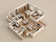 Floor plan of 2 BHK 1044 Sq. Ft. Apartment in Puravankara Purva Zenium, Bangalore