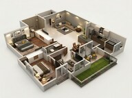 Floor plan of 2 BHK 1204 Sq. Ft. Apartment in Puravankara Purva Zenium, Bangalore