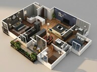 Floor plan of 3 BHK 1331 Sq. Ft. Apartment in Puravankara Purva Zenium, Bangalore