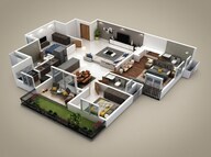 Floor plan of 3 BHK 1231 Sq. Ft. Apartment in Puravankara Purva Zenium, Bangalore
