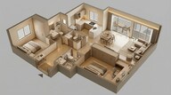 Floor plan of 3 BHK 1498 Sq. Ft. Apartment in Sobha Manhattan Towers Town Park, Bangalore