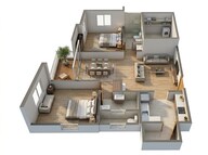 Floor plan of 2 BHK 1079 Sq. Ft. Apartment in Mahindra Lakewoods, Chennai