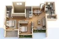 Floor plan of 2 BHK 730 Sq. Ft. Apartment in L And T Seawoods Residences, Navi Mumbai