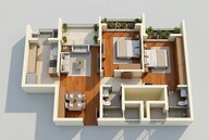 Floor plan of 2 BHK 900 Sq. Ft. Apartment in L And T Seawoods Residences, Navi Mumbai