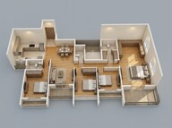 Floor plan of 3 BHK 1048 Sq. Ft. Apartment in L And T Seawoods Residences, Navi Mumbai
