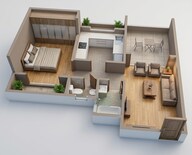 Floor plan of 1 BHK 370 Sq. Ft. Apartment in Arihant Anmol, Thane