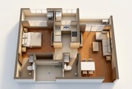 Floor plan of 1 BHK 470 Sq. Ft. Apartment in JP Codename Open Streets, Thane