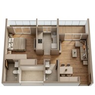 Floor plan of 1 BHK 513 Sq. Ft. Apartment in JP Codename Open Streets, Thane