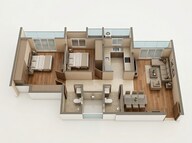 Floor plan of 2 BHK 684 Sq. Ft. Apartment in JP Codename Open Streets, Thane