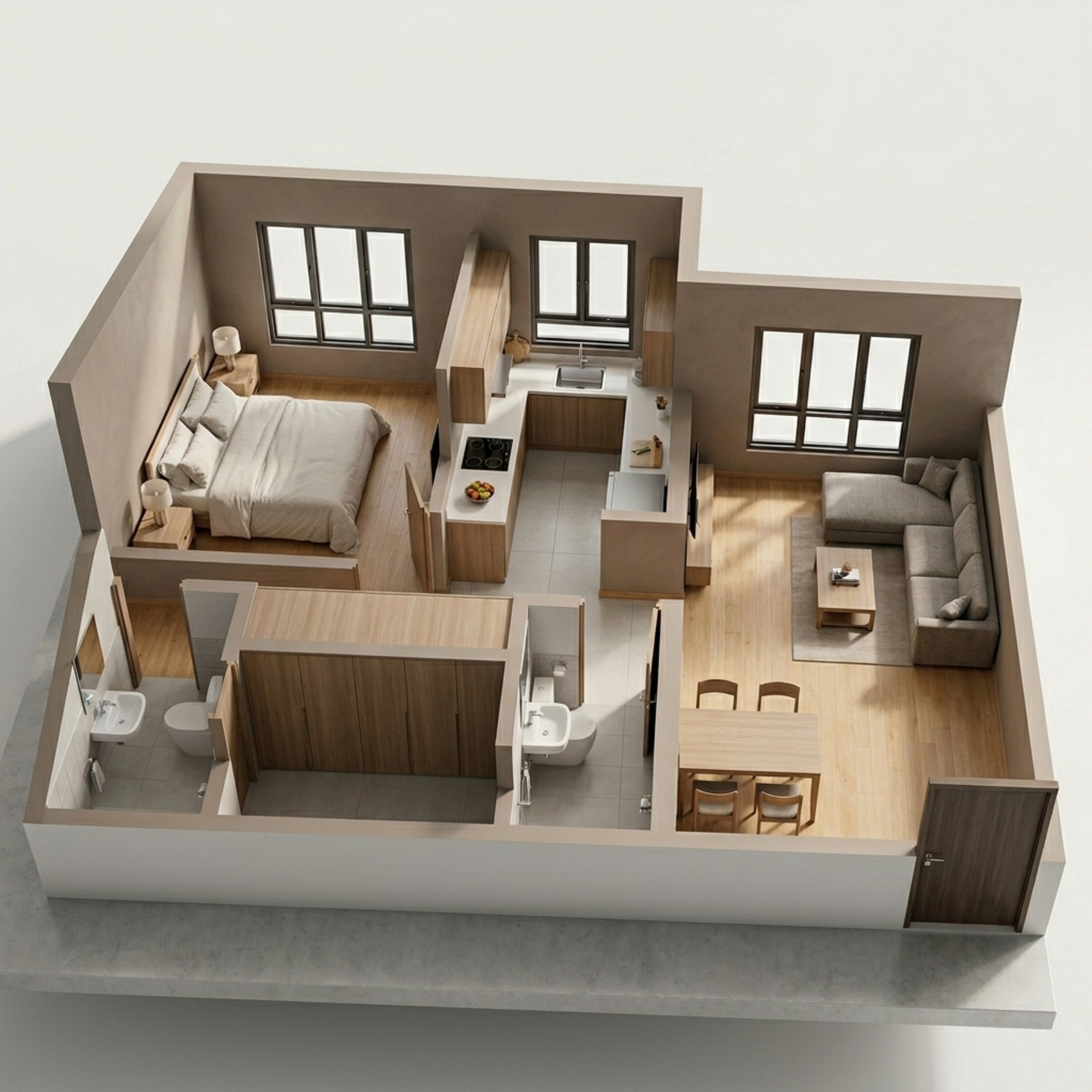 Floor plan of 1 BHK 557 Sq. Ft. Apartment in JP Codename Open Streets, Thane