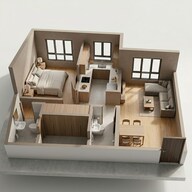 Floor plan of 1 BHK 557 Sq. Ft. Apartment in JP Codename Open Streets, Thane
