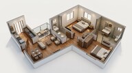 Floor plan of 2 BHK 834 Sq. Ft. Apartment in Godrej Nurture Pune, Pune