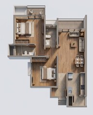 Floor plan of 2 BHK 825 Sq. Ft. Apartment in Godrej Nurture Pune, Pune