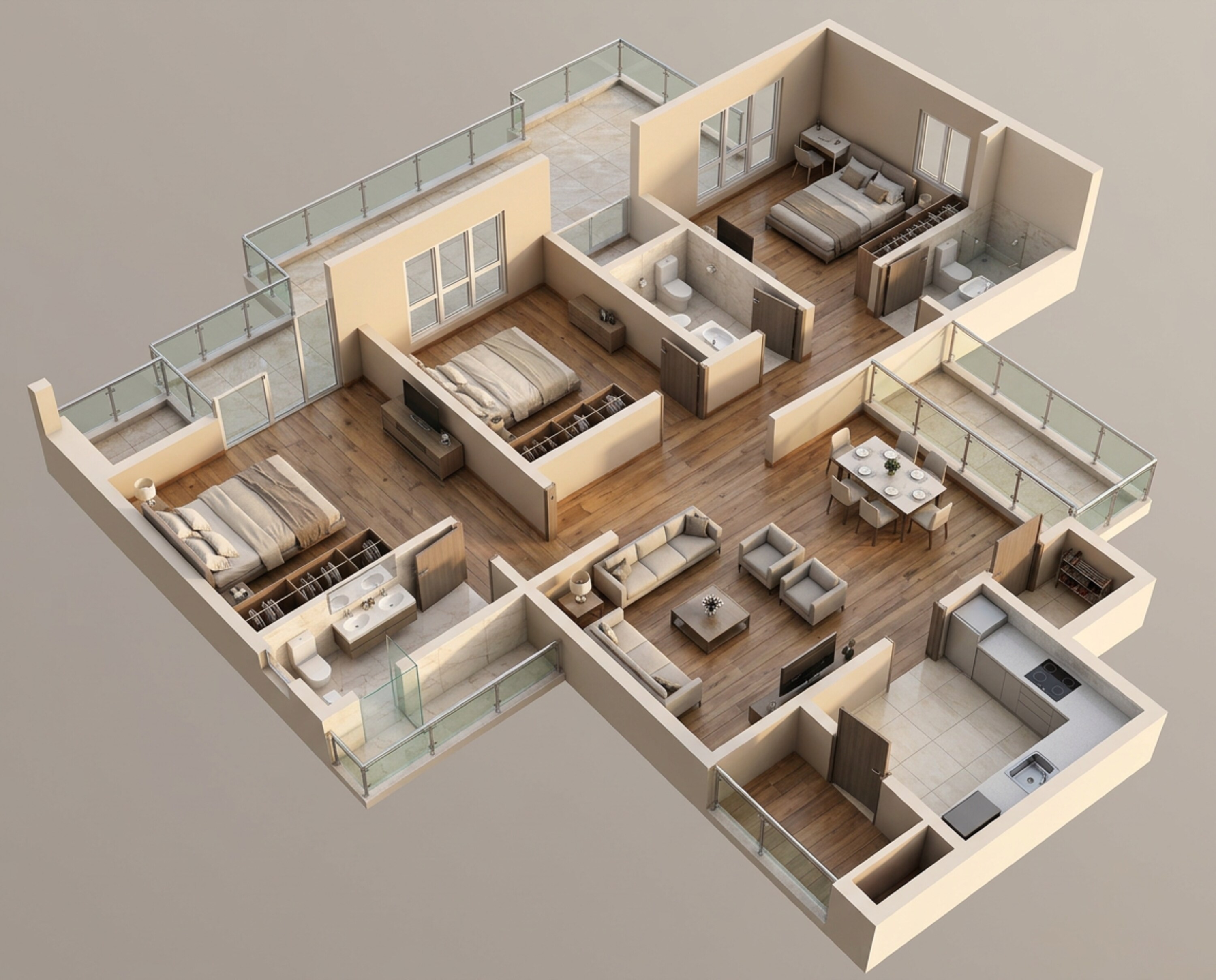 Floor plan of 3 BHK 1108 Sq. Ft. Apartment in Godrej Nurture Pune, Pune
