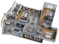 Floor plan of 3 BHK 1213 Sq. Ft. Apartment in Piramal Mahalaxmi North Tower, Mumbai