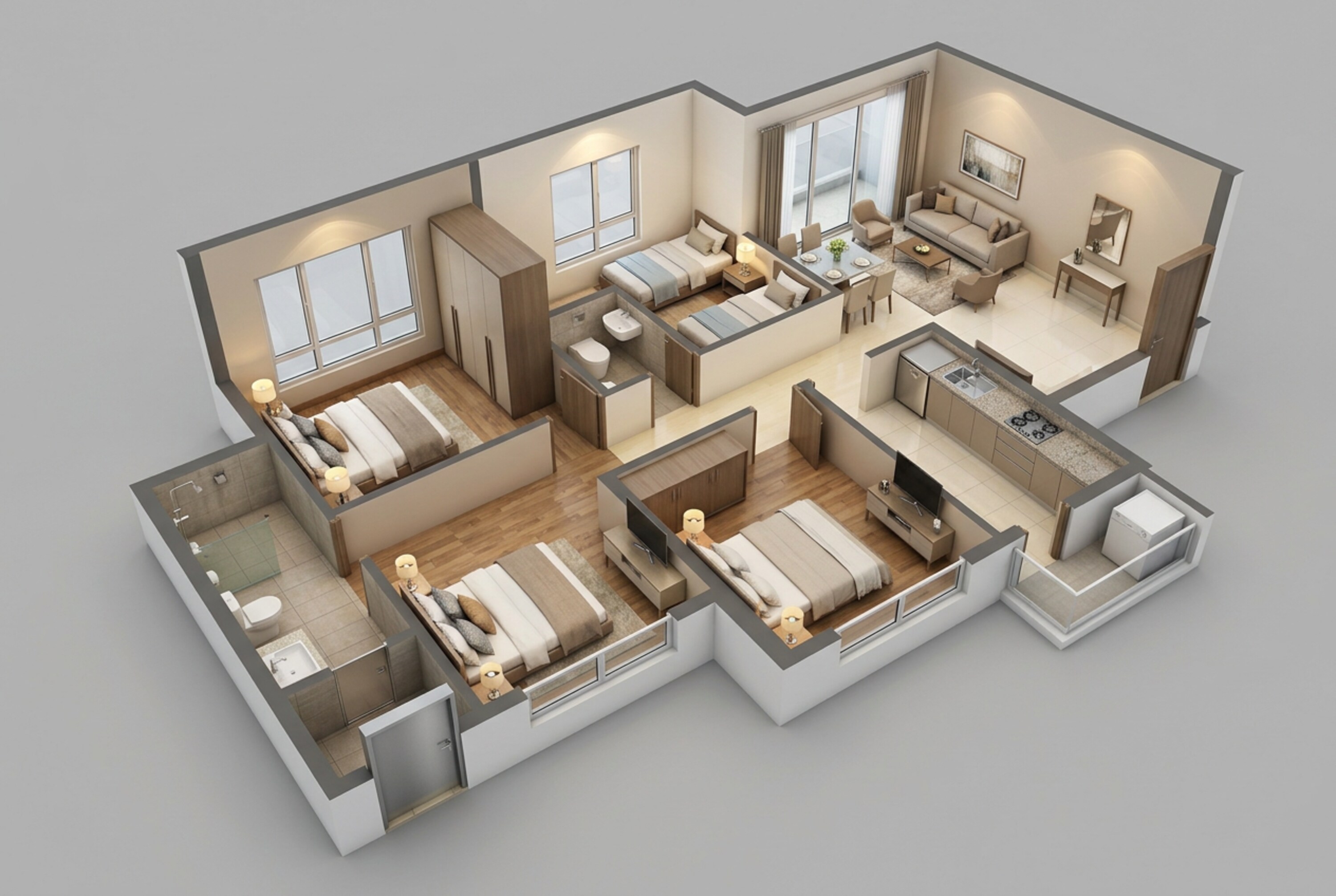 Floor plan of 2 BHK 571 Sq. Ft. Apartment in Runwal Avenue Broadway, Mumbai