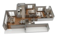 Floor plan of 2 BHK 566 Sq. Ft. Apartment in Runwal Avenue Broadway, Mumbai
