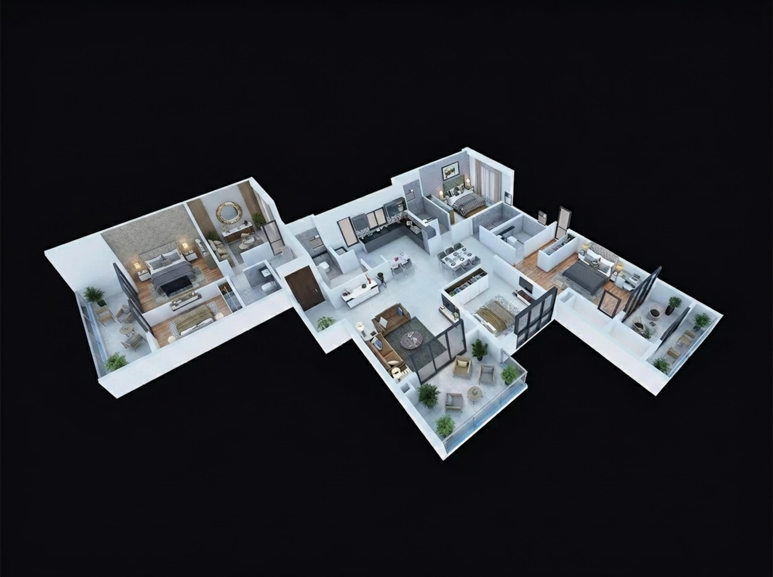 Floor plan of 3 BHK 2004 Sq. Ft. Apartment in Purva Atmosphere, Bangalore