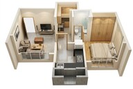 Floor plan of 1 BHK 367 Sq. Ft. Apartment in Dosti Planet North Onyx, Thane