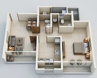 Floor plan of 1 BHK 392 Sq. Ft. Apartment in Dosti Planet North Onyx, Thane