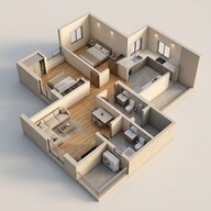 Floor plan of 2 BHK 515 Sq. Ft. Apartment in Raymond Ten X Habitat, Thane