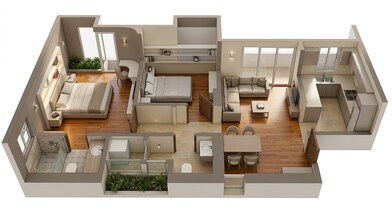 Floor plan of 2 BHK 538 Sq. Ft. Apartment in Kalpataru Launch Code Starlight, Thane