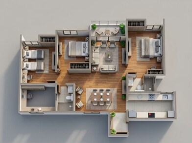 Floor plan of 3 BHK 1408 Sq. Ft. Apartment in Assetz Marq Phase 2, Bangalore