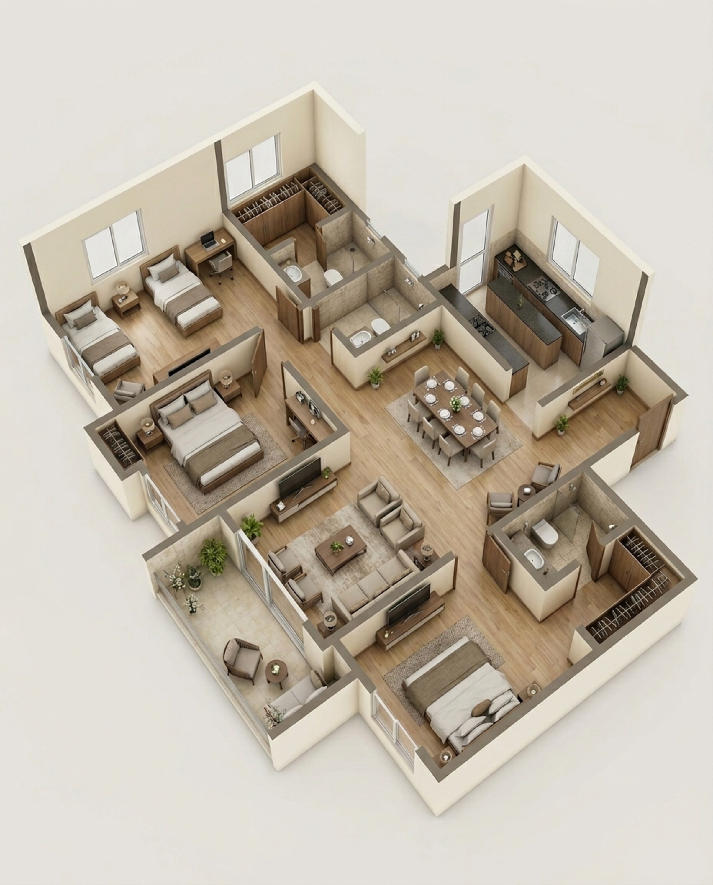 Floor plan of 3 BHK 1604 Sq. Ft. Apartment in Assetz Marq Phase 2, Bangalore