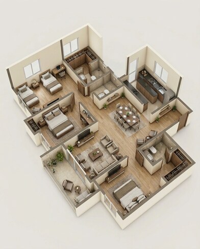 Floor plan of 3 BHK 1604 Sq. Ft. Apartment in Assetz Marq Phase 2, Bangalore