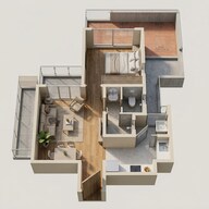Floor plan of 1 BHK 462 Sq. Ft. Apartment in Godrej Hillside, Pune