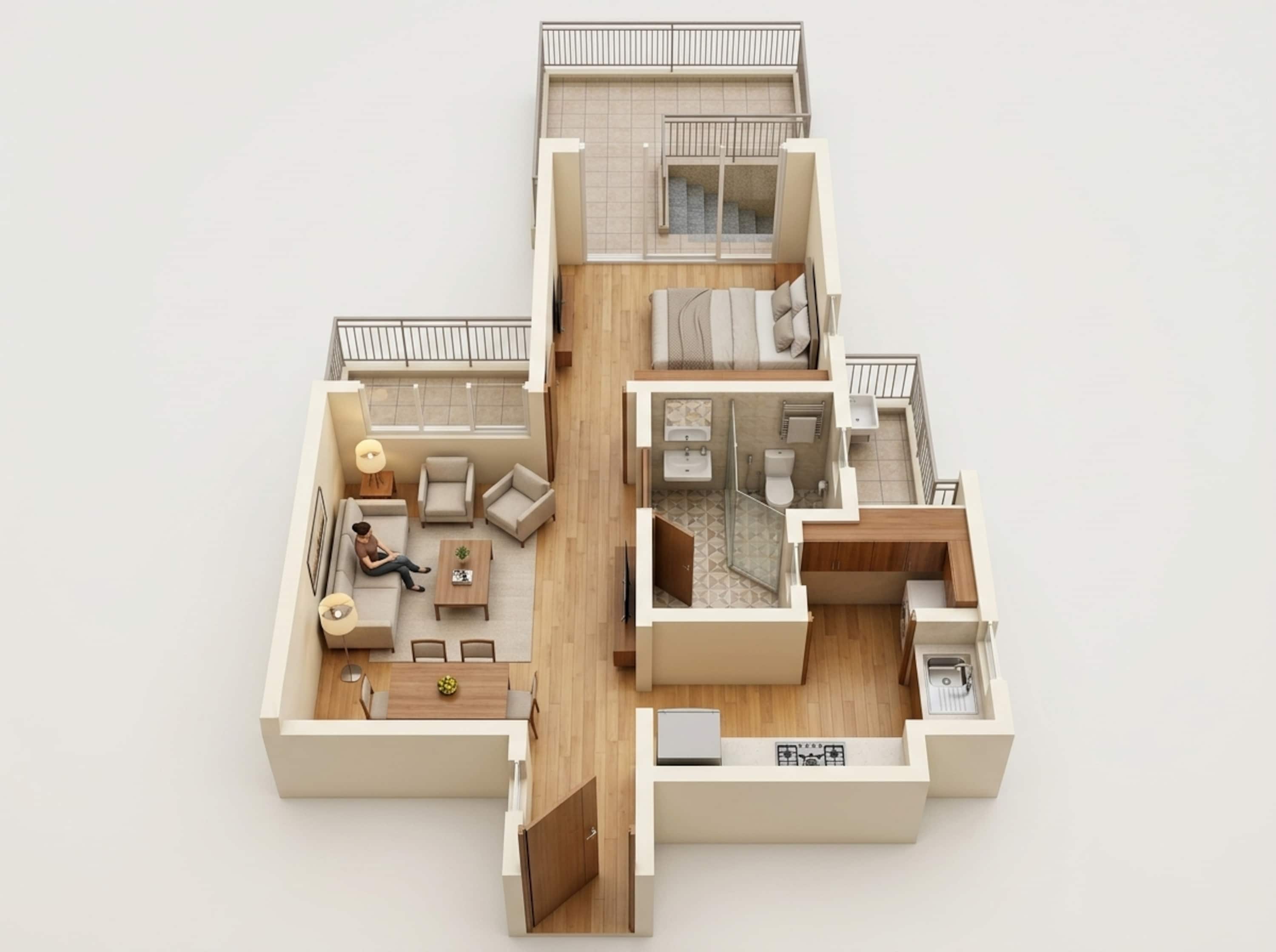 Floor plan of 1 BHK 396 Sq. Ft. Apartment in Godrej Hillside, Pune