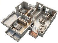 Floor plan of 2 BHK 551 Sq. Ft. Apartment in Godrej Hillside, Pune