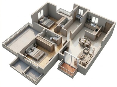 Floor plan of 2 BHK 551 Sq. Ft. Apartment in Godrej Hillside, Pune
