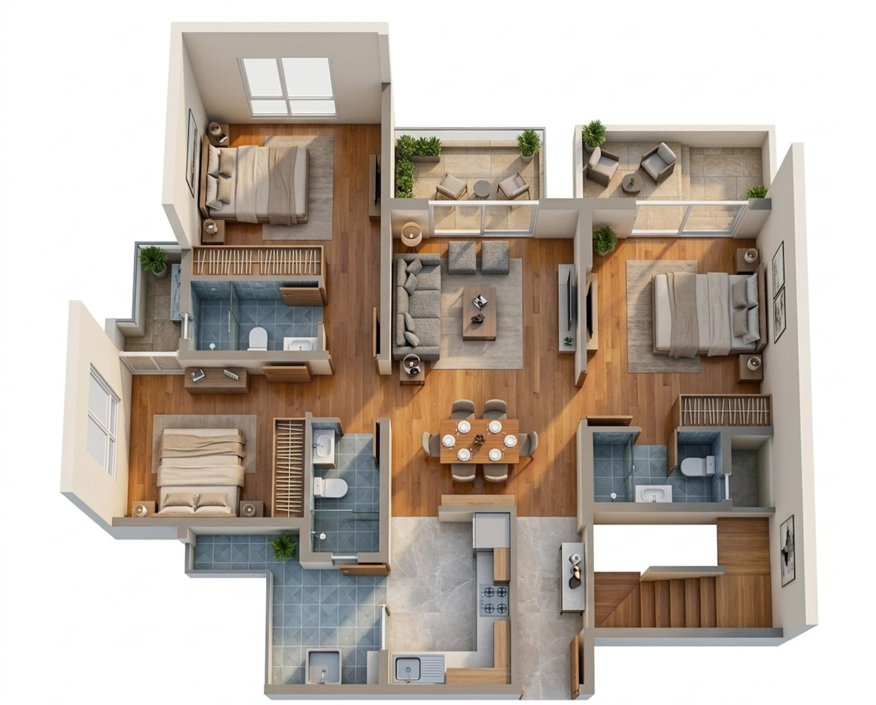 Floor plan of 3 BHK 878 Sq. Ft. Apartment in Godrej Hillside, Pune