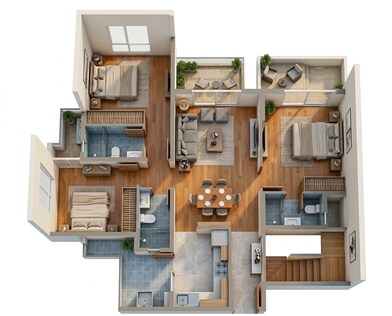 Floor plan of 3 BHK 878 Sq. Ft. Apartment in Godrej Hillside, Pune