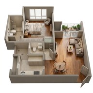 Floor plan of 1 BHK 492 Sq. Ft. Apartment in Godrej Hill Retreat, Pune
