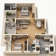 Floor plan of 2 BHK 602 Sq. Ft. Apartment in Godrej Hill Retreat, Pune