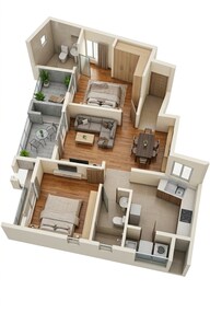 Floor plan of 2 BHK 733 Sq. Ft. Apartment in Godrej Hill Retreat, Pune