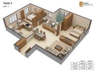 Floor plan of 2 BHK 717 Sq. Ft. Apartment in Runwal Pinnacle, Mumbai