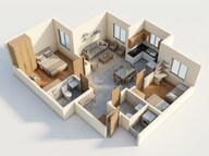Floor plan of 2 BHK 694 Sq. Ft. Apartment in Runwal Pinnacle, Mumbai