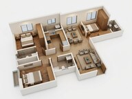 Floor plan of 3 BHK 859 Sq. Ft. Apartment in Runwal Pinnacle, Mumbai